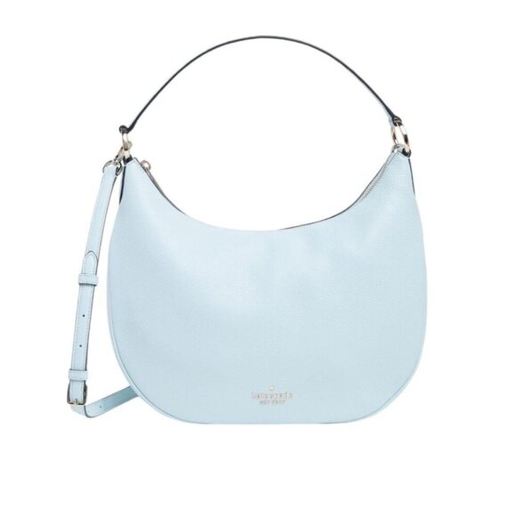 Kate Spade Womens Sky Blue Pebbled Leather Weston Large Shoulder Hobo Bag New - Picture 1 of 15